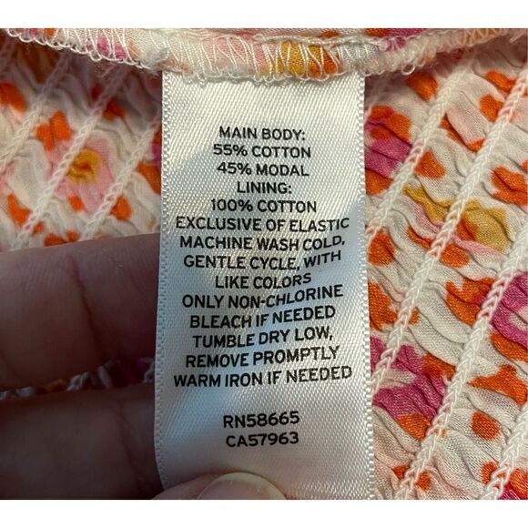 BP Sally Retro Floral Halter Top White Orange Pink V-Neck Smock Back 3X - Picture 7 of 7